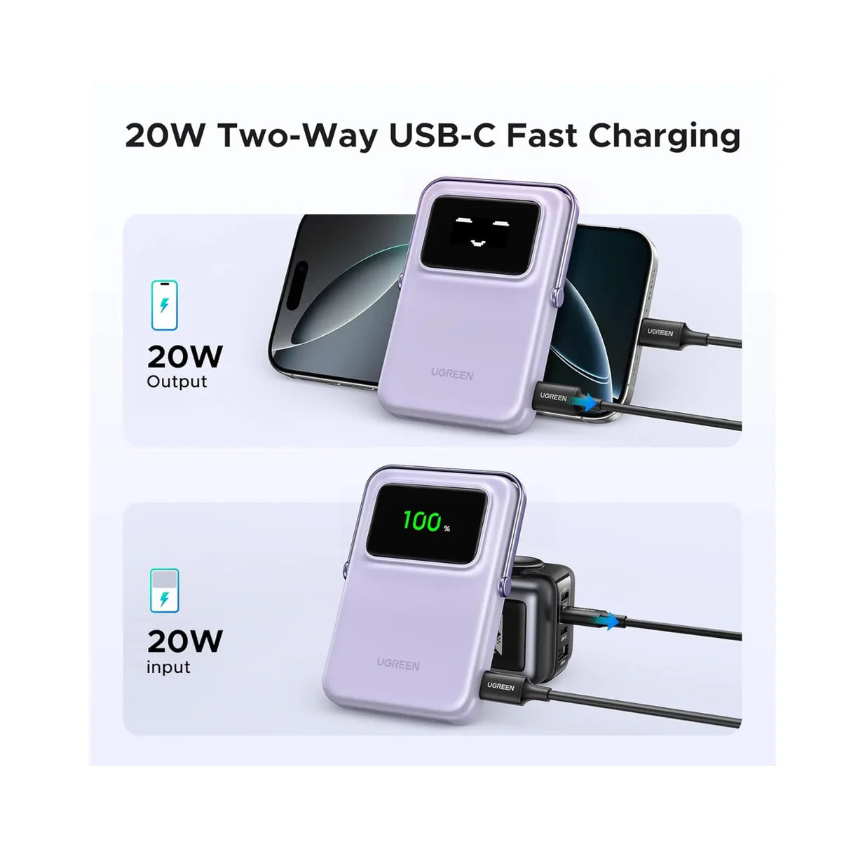 UGREEN Uno Magnetic Wireless Power Bank 10000mAh 20W - Purple UGREEN Uno Magnetic Wireless Power Bank 10000mAh 20W - Purple